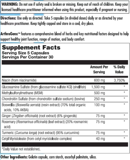 ArthroGenx Label