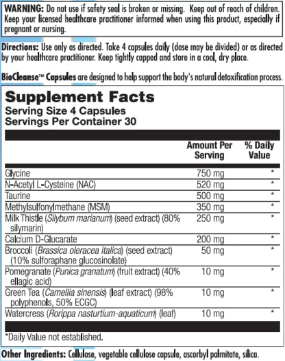 BioCleanse Capsules Label