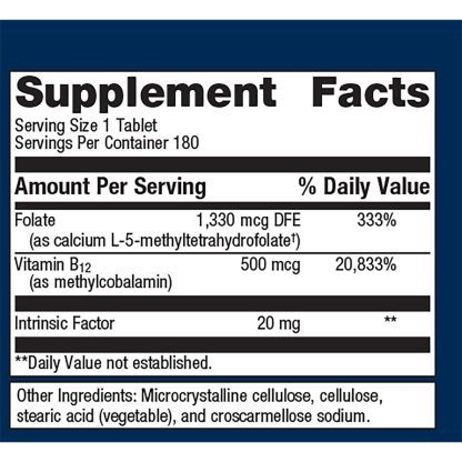 Intrinsi B12-Folate 180 Caps Label