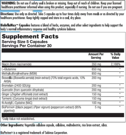 BioInflaMax Capsules Label