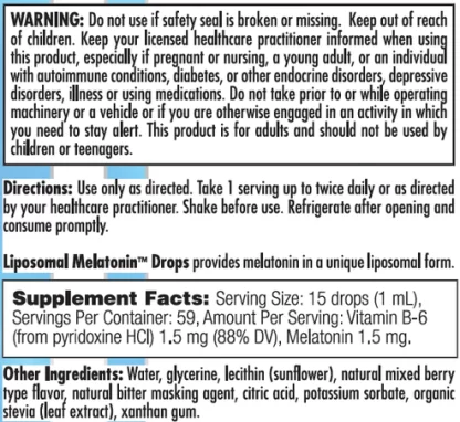 Liposomal Melatonin Label