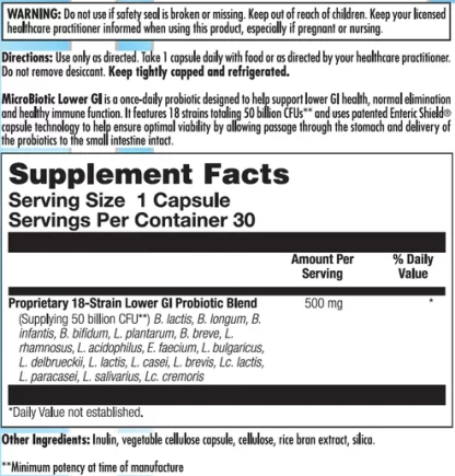 MicroBiotic Lower GI Label