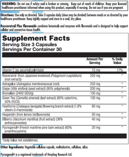 Resveratrol Plus Flavonoids Label