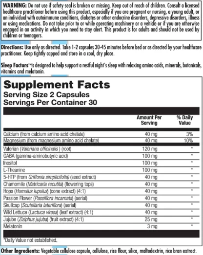 Sleep Factors Label