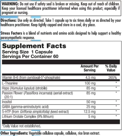 Stress Factors Label