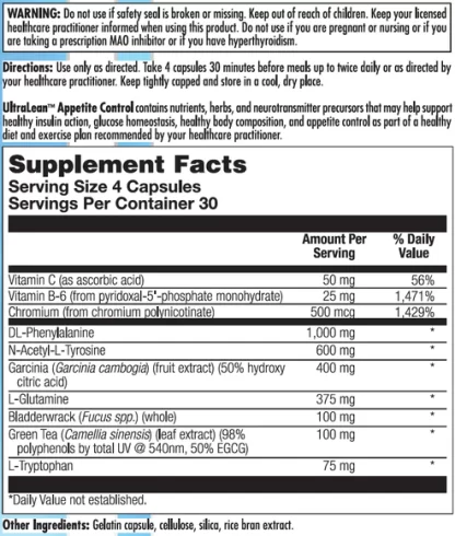 UltraLean Appetite Control Label