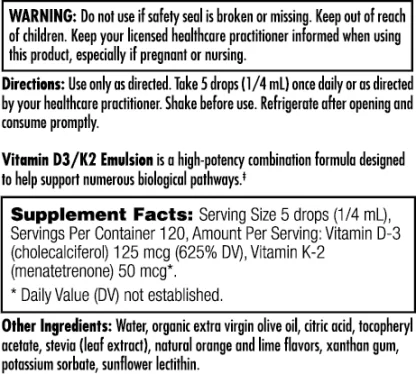 Vitamin D3K2 Emulsion Label