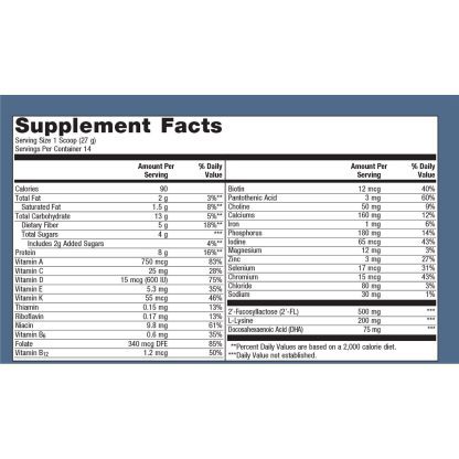 MetaKids Nutrition Powder Vanilla Label