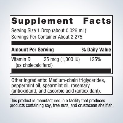 MetaKids Vitamin D3 Label