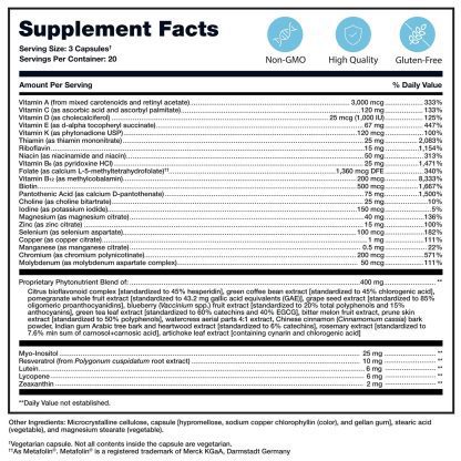 PhytoMulti Multivitamin 60 Caps Label